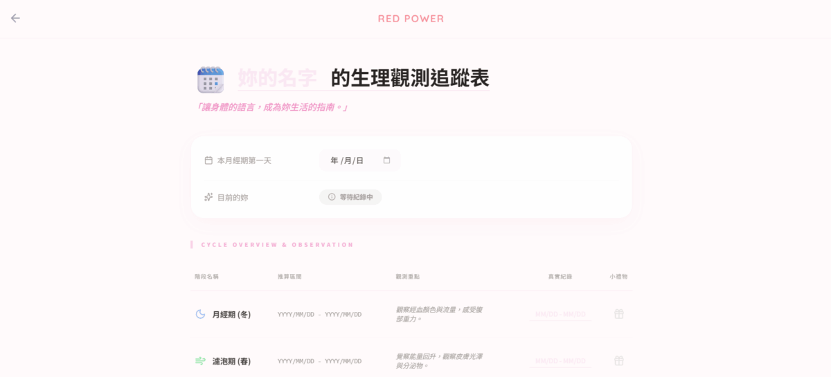 生理追蹤觀測表-上